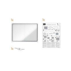 Vitrina de anuncios nobo premium plus con puerta corredera fondo magnetico 18 x din a4 hojas 997x1412x54 mm