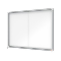 Vitrina de anuncios nobo premium plus con puerta corredera fondo magnetico 18 x din a4 hojas 997x1412x54 mm