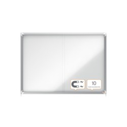 Vitrina de anuncios nobo premium plus con puerta corredera fondo magnetico 18 x din a4 hojas 997x1412x54 mm