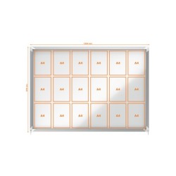 Vitrina de anuncios nobo premium plus con puerta corredera fondo magnetico 18 x din a4 hojas 997x1412x54 mm
