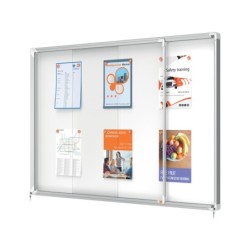 Vitrina de anuncios nobo premium plus con puerta corredera fondo magnetico 18 x din a4 hojas 997x1412x54 mm