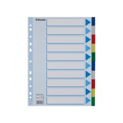 Separadores esselte din a4 polipropileno 10 posiciones multitaladro con cartulina indice color