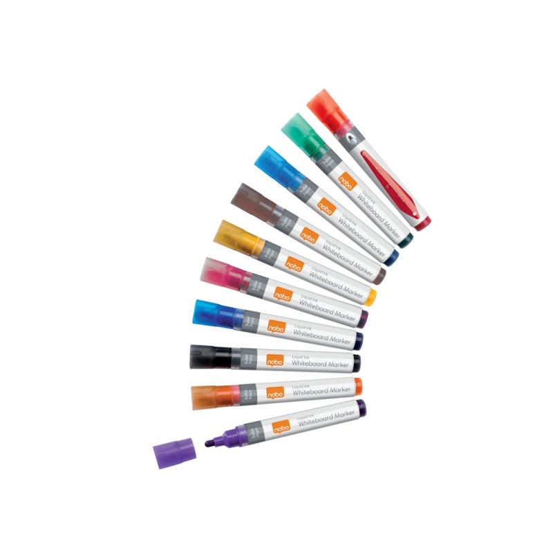 Rotulador nobo para pizarra blanca tinta liquida punta conica 3 mm colores surtidos caja de 10 unidades Rotulador nobo para pizarra blanca tinta liquida punta conica 3 mm colores surtidos caja de 10 unidades