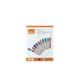 Rotulador nobo para pizarra blanca tinta liquida punta conica 3 mm colores surtidos caja de 10 unidades