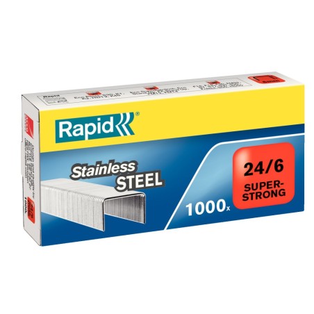 Grapas rapid 24/6 super strong acero inoxidable caja 1000 unidades
