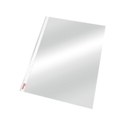 Funda multitaladro esselte din a4 polipropileno cristal con refuerzo bolsa de 100 unidades