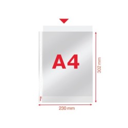 Funda multitaladro esselte din a4 polipropileno cristal con refuerzo bolsa de 100 unidades