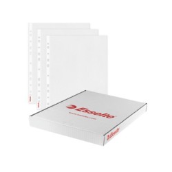 Funda multitaladro esselte din a4 polipropileno cristal con refuerzo bolsa de 100 unidades
