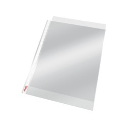 Funda multitaladro esselte din a4 polipropileno cristal con refuerzo bolsa de 100 unidades