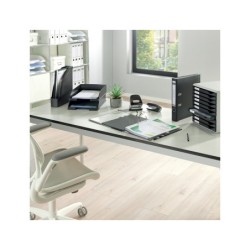 Archivador de palanca leitz co2 neutral carton jaspeado 180 din a4 lomo 80 mm negro