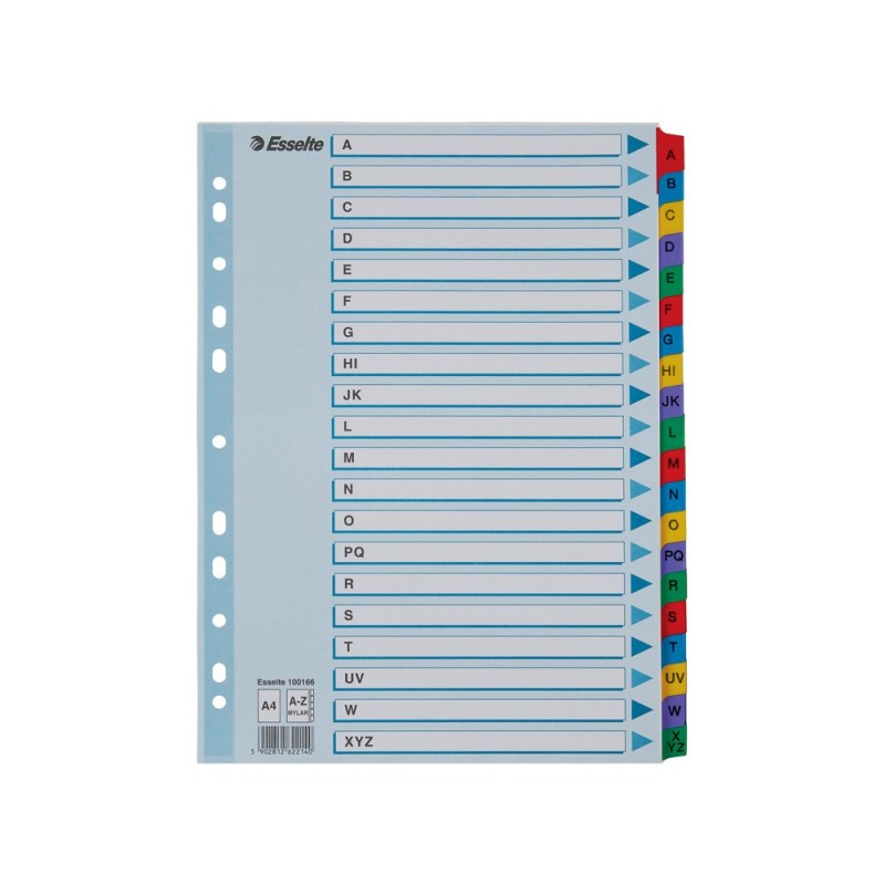 Separador alfabetico esselte cartulina mylar a-z din a4 multitaladro