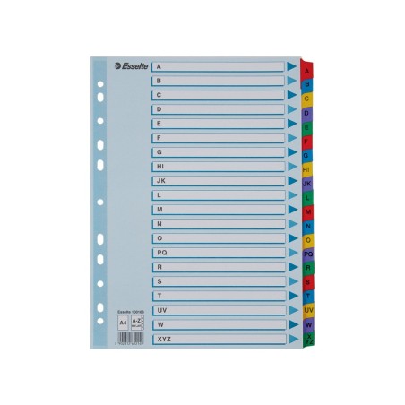 Separador alfabetico esselte cartulina mylar a-z din a4 multitaladro