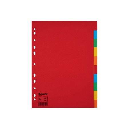 Separador esselte cartulina juego de 10 separadores folio multitaladro