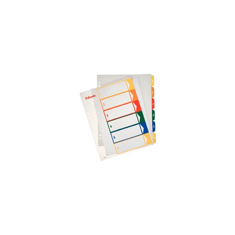 Separador numerico proyecto esselte plastico 1-6 juego de 6 separadores imprimible din a4 multitaladro Separador numerico proyecto esselte plastico 1-6 juego de 6 separadores imprimible din a4 multitaladro