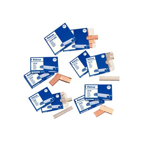 Grapas petrus n 23/6 cobreada caja de 1000 unidades pack de 4 cajas