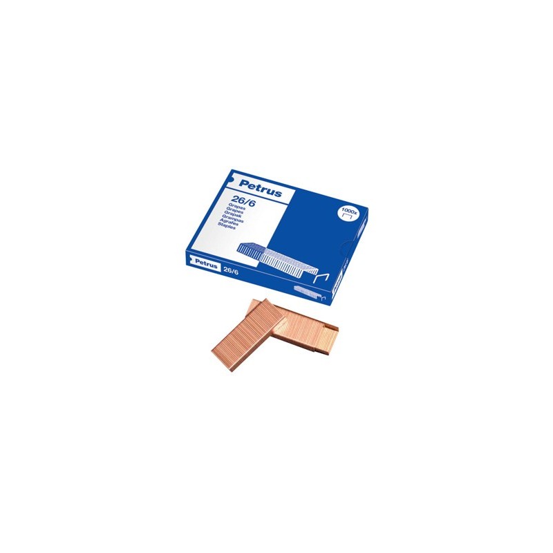 Grapas petrus n 26/6 cobreada caja de 1000 unidades