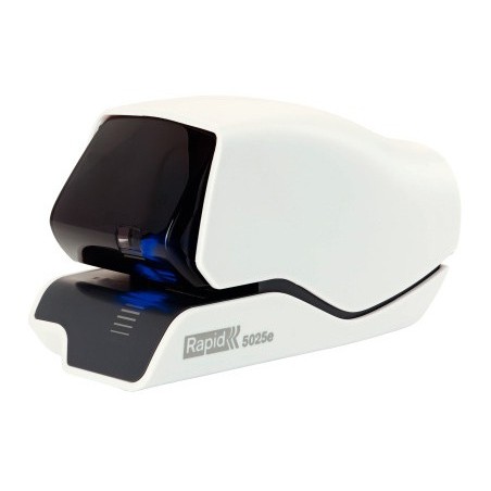 Grapadora rapid electrica 5025e capacidad 25 hojas color blanco usa grapas 5025e