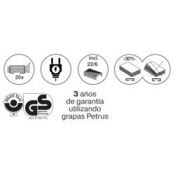 Grapadora petrus electrica e-120 contactless negro capacidad 20 hojas usa grapas 22/6 24/6 y 26/6