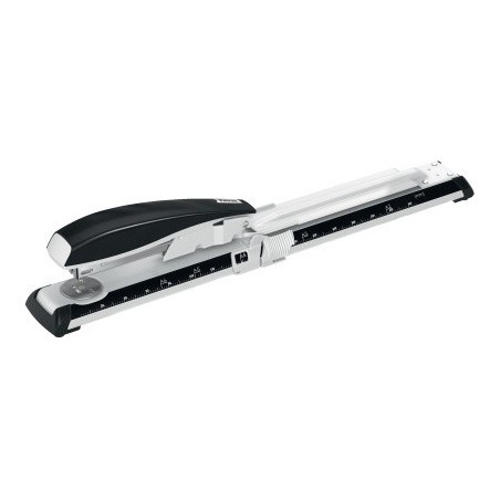 Grapadora petrus 600 brazo largo capacidad 40 hojas color gris/negro usa grapas 22/6 24/6-8 y 26/6-8