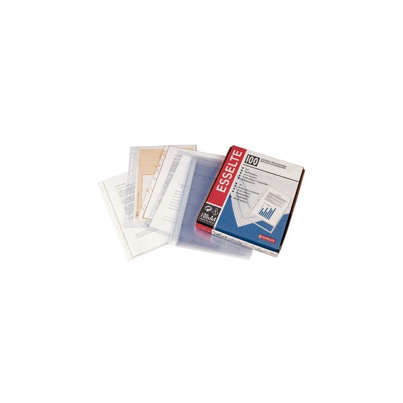 Funda multitaladro esselte din a4 80 mc polipropileno cristal 80 mc caja de 100 unidades