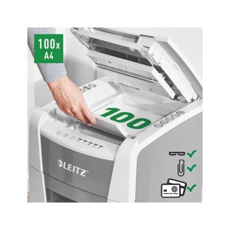 Destructora de documentos leitz iq auto 100 capacidad de corte 100 hojas destruye grapas y clips