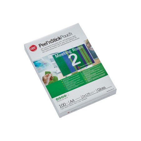 Bolsa de plastificar gbc din a4 2x125 micras autoadhesiva caja de 100 unidades
