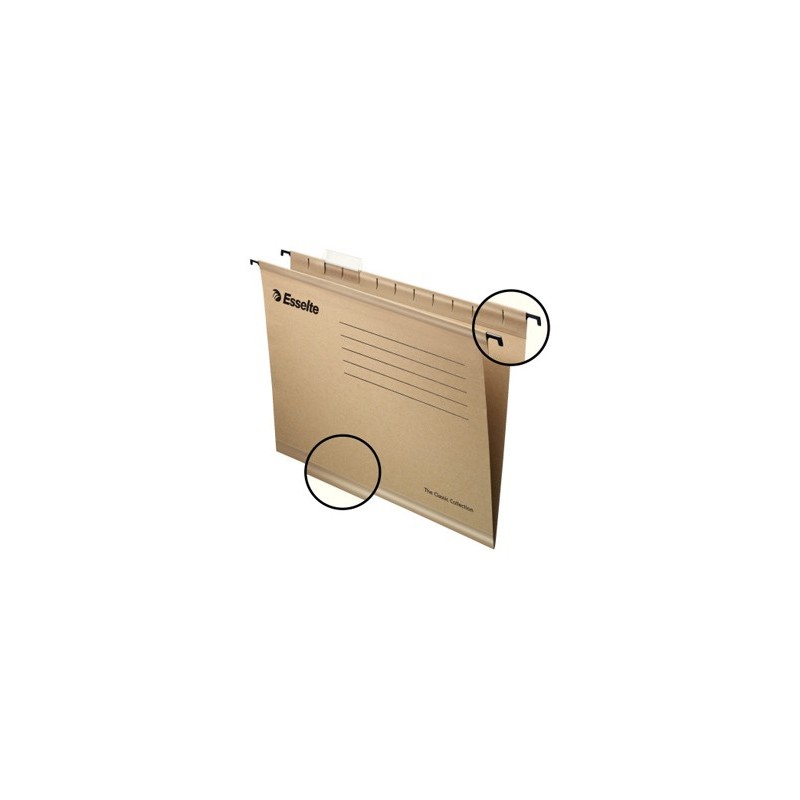 Carpeta colgante esselte folio prolongado lomo v kraft caja de 50 unidades