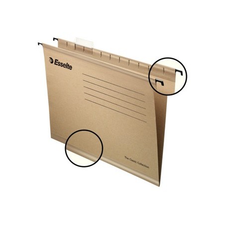 Carpeta colgante esselte folio prolongado lomo v kraft caja de 50 unidades
