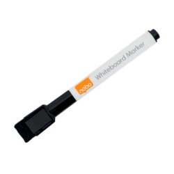 Rotulador nobo mini con borrador para pizarra blanca punta redonda 2 mm color negropack de 6 unidades