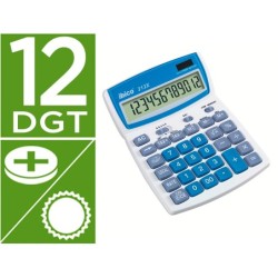 Calculadora ibico 212x sobremesa 12 digitos color blanco / azul 140x32x190 mm