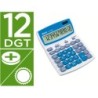 Calculadora ibico 212x sobremesa 12 digitos color blanco / azul 140x32x190 mm