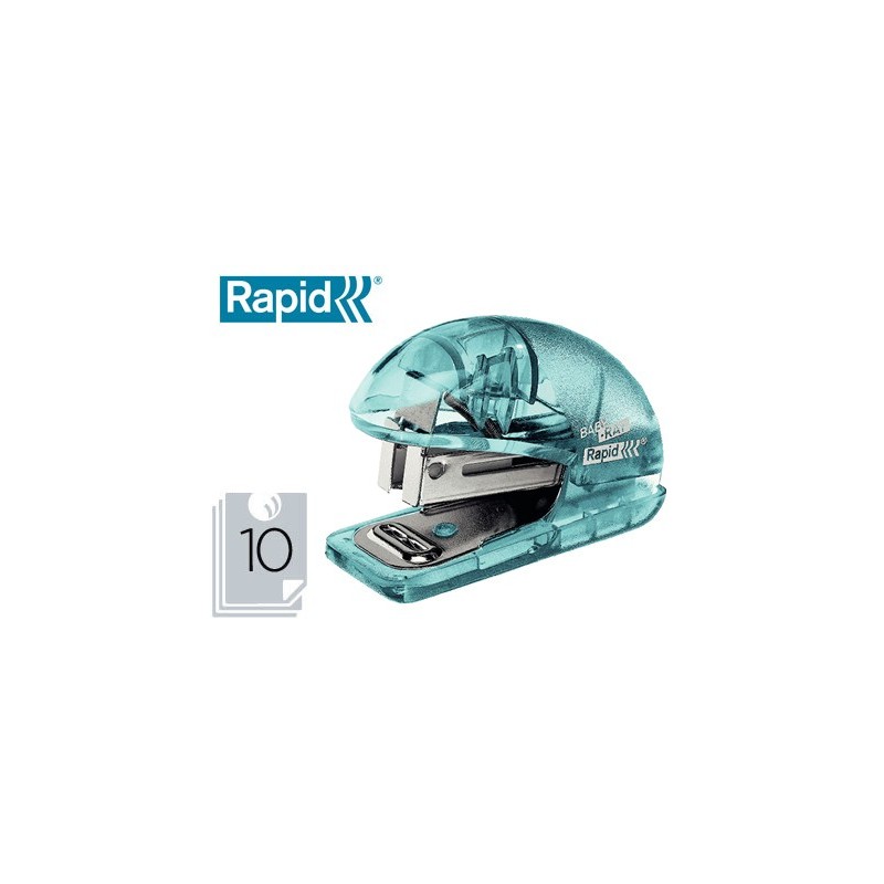 Grapadora rapid mini baby ray colour ice f4 capacidad 10 hojas usa grapas 24/6 y 26/6 color verde en blister Grapadora rapid mini baby ray colour ice f4 capacidad 10 hojas usa grapas 24/6 y 26/6 color verde en blister
