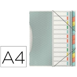 Carpeta esselte clasificadora colour ice polipropileno din a4 color transparente 12 separadores colores cierre