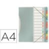 Carpeta esselte clasificadora colour ice polipropileno din a4 color transparente 12 separadores colores cierre