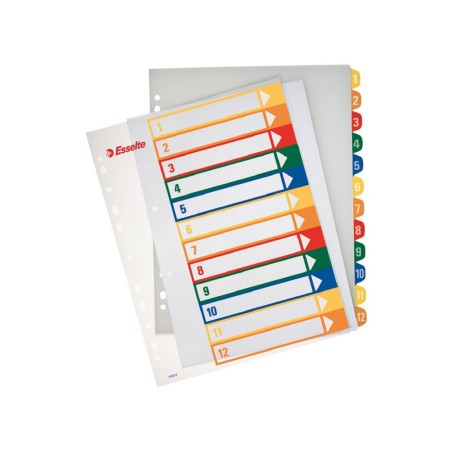 Separador numerico proyecto esselte plastico 1-12 juego de 12 separadores imprimible din a4 multitaladro