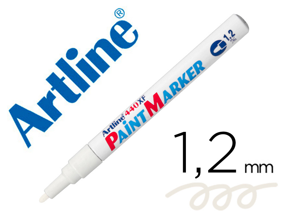 Rotulador Artline Marcador Permanente Ek-440 Xf Blanco Punta Redonda 1.2 mm Metal Caucho y Plastico