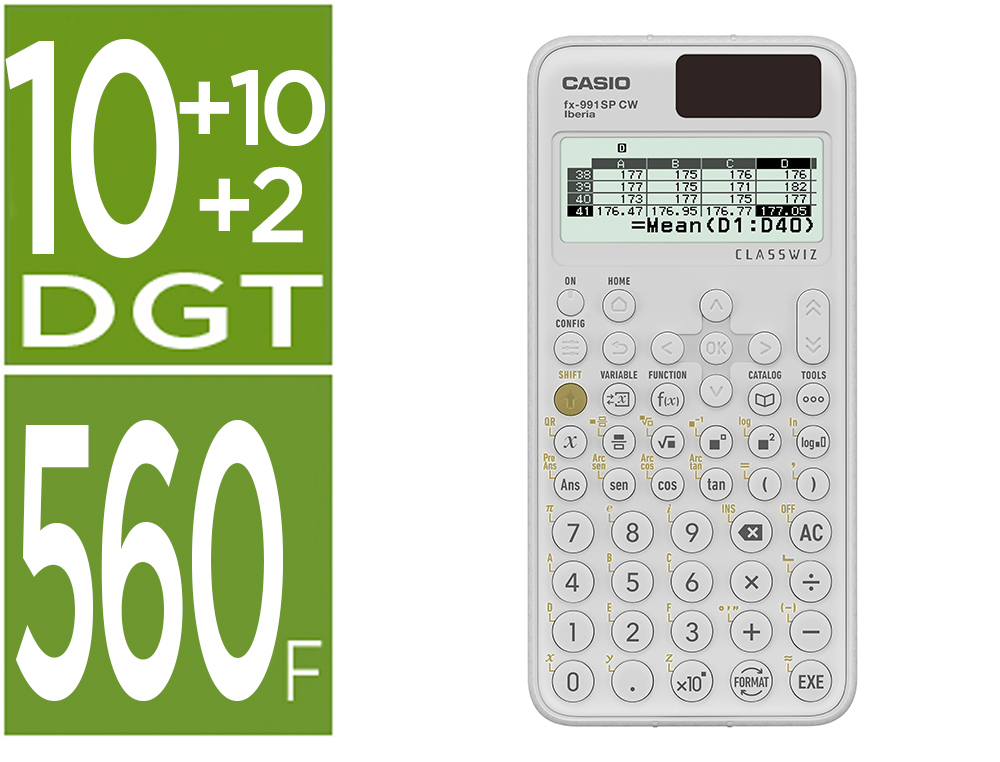 Calculadora Casio Fx-991sp Cw Iberia Classwiz Cientifica 560 Funciones 9 Memorias 10+2 Digitos 5 Idiomas con Tapa