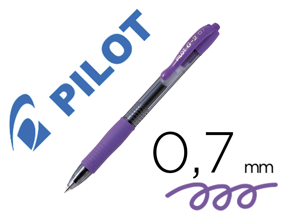 Boligrafo Pilot G-2 Violeta Tinta Gel Retractil Sujecion de Caucho