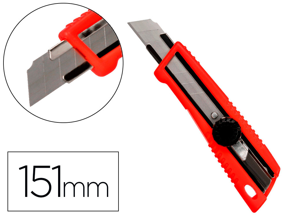 Cuter Q-Connect Plastico Ancho Bloqueo de la Hoja por Rueda Guia Metalica para la Cuchilla 18 mm Xd-190 Blister 1 Unida