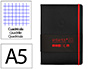 Cuaderno con Gomilla Antartik Notes Tapa Dura A5 Hojas Cuadricula Negro y Rojo 100 Hojas 80 gr Fsc