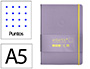 Cuaderno con Gomilla Antartik Notes Tapa Dura A5 Hojas Puntos Morado y Amarillo 100 Hojas 80 gr Fsc