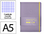 Cuaderno con Gomilla Antartik Notes Tapa Dura A5 Hojas Cuadricula Morado y Amarillo 100 Hojas 80 gr Fsc