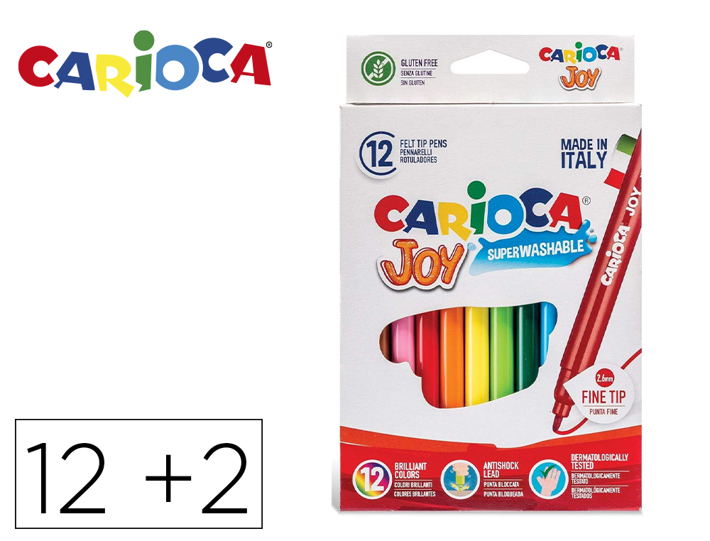 Rotulador Carioca Joy Estuche de 12 Unidades Colores Surtidos + 2 Gratis