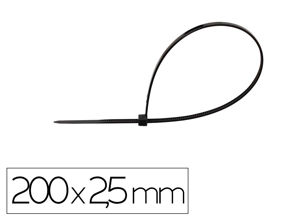 Brida Q-Connect Color Negro 200x2,5 mm Bolsa de 100 Unidades