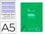 Cuaderno Espiral Liderpapel A5 Pautaguia Tapa Plastico 80h 90gr Cuadro Pautado 3 mm con Margen Color Verde