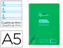 Cuaderno Espiral Liderpapel A5 Pautaguia Tapa Plastico 80h 90gr Cuadro Pautado 4mm con Margen Color Verde