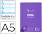 Cuaderno Espiral Liderpapel A5 Pautaguia Tapa Plastico 80h 90gr Cuadro Pautado 4 mm con Margen Color Lila