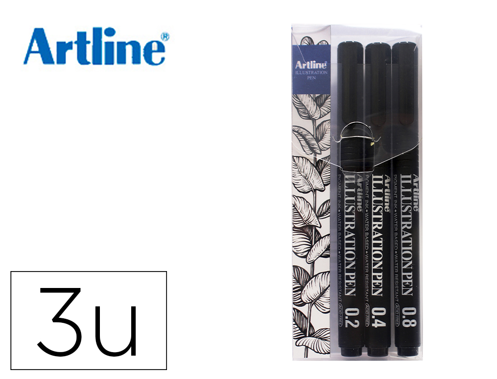 Rotulador artline calibrado micrometrico negro illustration pen billetera ek-280w3iln resistente al