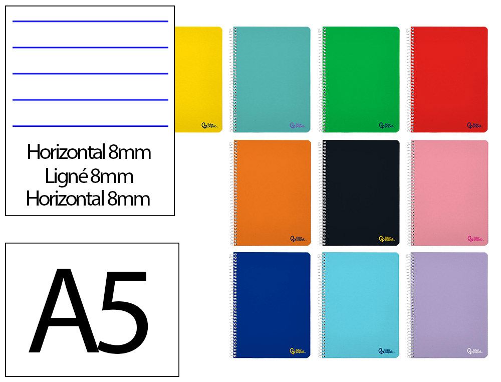 Cuaderno Espiral Liderpapel DIN A5 Smart Tapa Blanda 80h 75gr Horizontal 8mm con Margen Colores Surtidos
