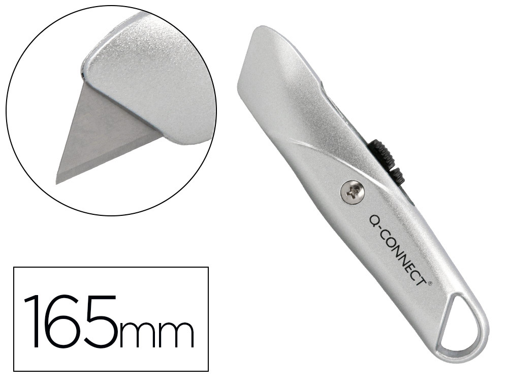 Cuter Q-Connect Metalico Ancho Retractil con Mecanismo de Bloqueo Cuchilla 18 mm Xd-53 Blister 1 Unidad